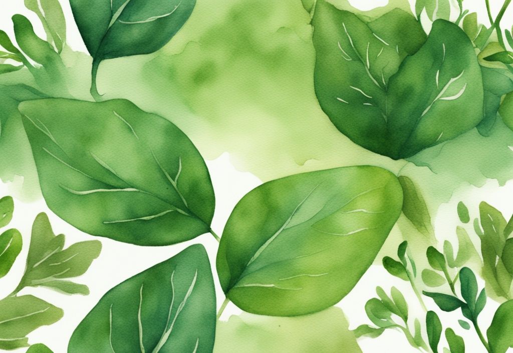 Modern watercolor illustration of eco-friendly earth breeze ingredients with green leaves, healthy soil, and organic elements.