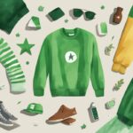 Modern watercolor illustration featuring PAKA Apparel clothing items with a person wearing a PAKA sweater and a five-star rating symbol, highlighting a PAKA Apparel Review.